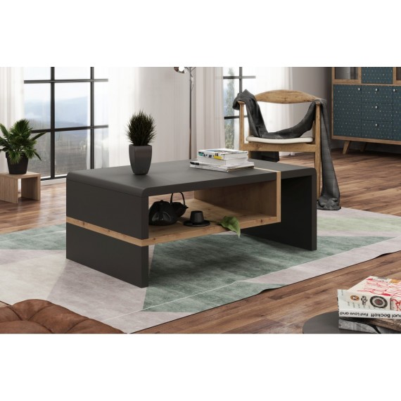 Sofabord Abelia 100 cm - Antrasitt Matt - Eikelook