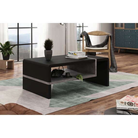 Sofabord Abelia 100 cm - Svart Matt - Eikelook