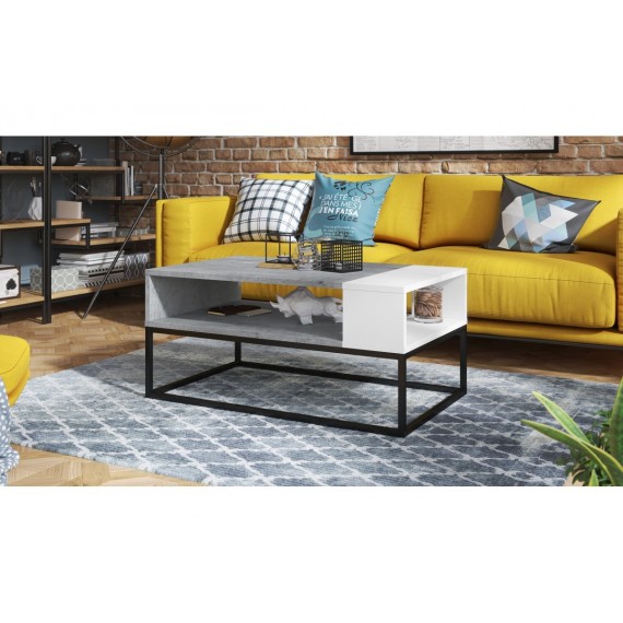 Sofabord Lenx 100x45 cm - Betong - Hvit matt