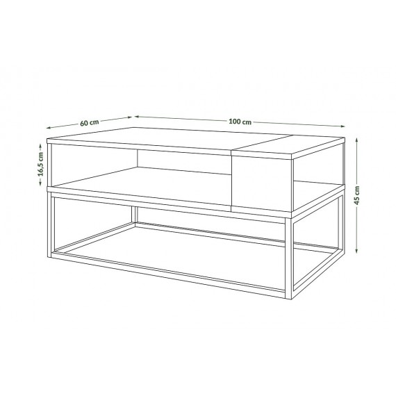 Sofabord Lenx 100x45 cm - Betong - Svart matt