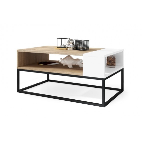 Sofabord Lenx 100x45 cm - Naturlook - Hvit matt