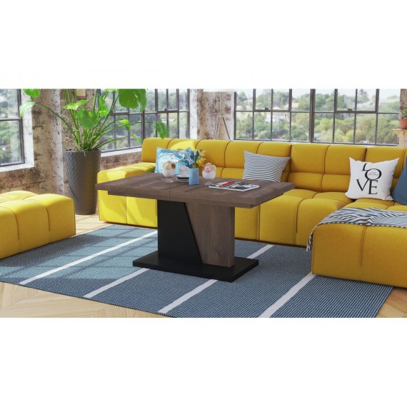 Sofabord Aldis 120-160 - Brun eik - Svart matt