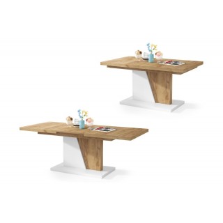 Sofabord Aldis 120-160 - Eikelook - Hvit matt