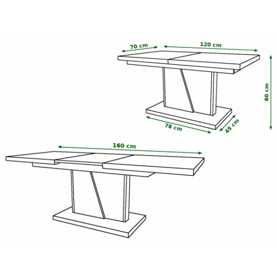 Sofabord Aldis 120-160 - Eikelook - Hvit matt
