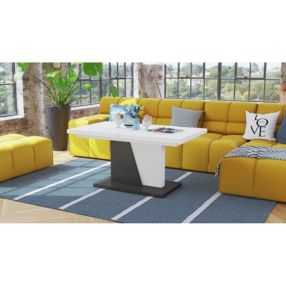 Sofabord Aldis 120-160 - Hvit matt - Antrasitt