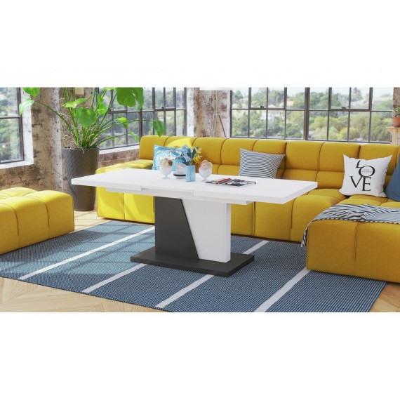 Sofabord Aldis 120-160 - Hvit matt - Antrasitt