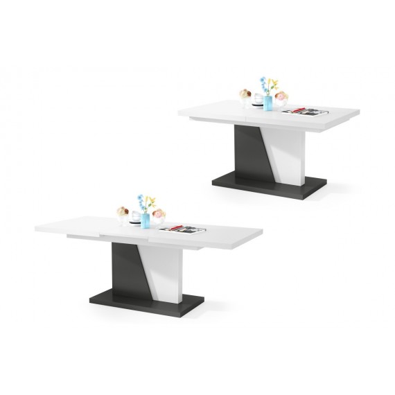 Sofabord Aldis 120-160 - Hvit matt - Antrasitt