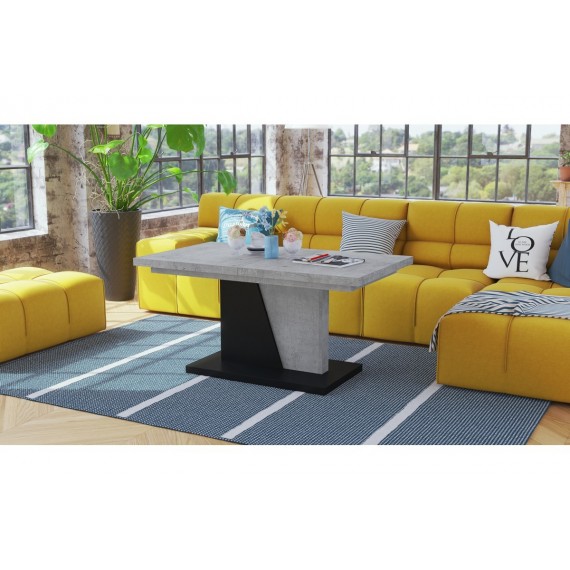 Sofabord Aldis 120-160 - Betong - Svart matt