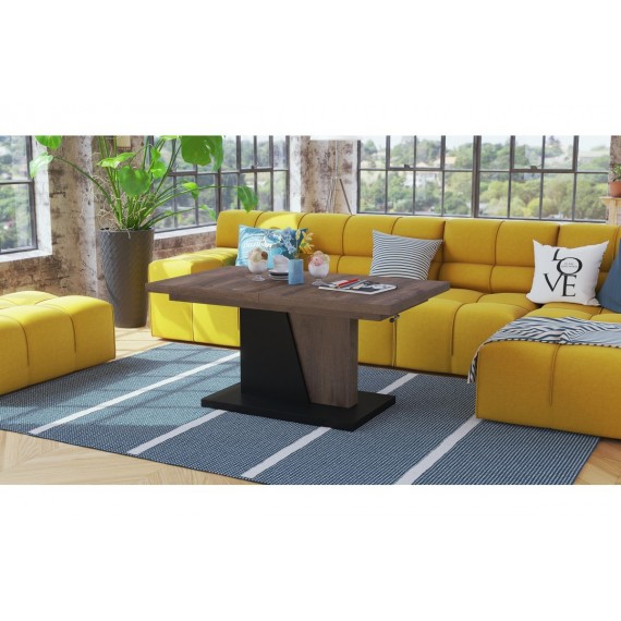 Sofabord Allan 120 - 150 -180 - Brun eik - Svart matt