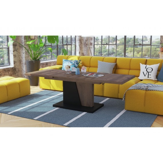 Sofabord Allan 120 - 150 -180 - Brun eik - Svart matt