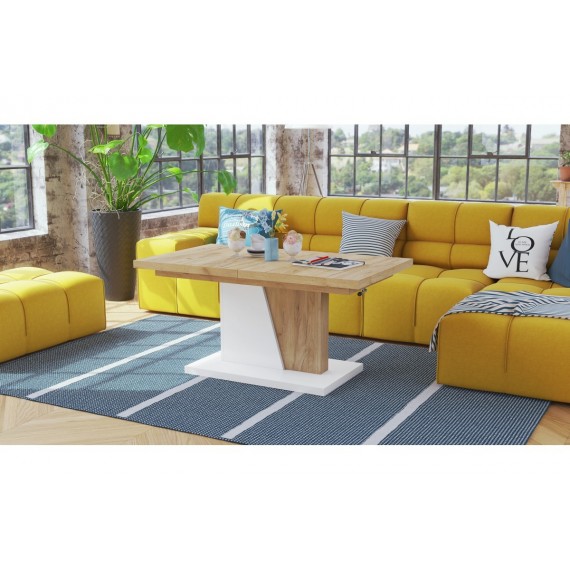 Sofabord Allan 120 - 150 -180 - Naturlook - Hvit matt