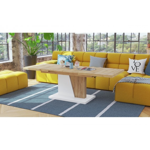 Sofabord Allan 120 - 150 -180 - Naturlook - Hvit matt