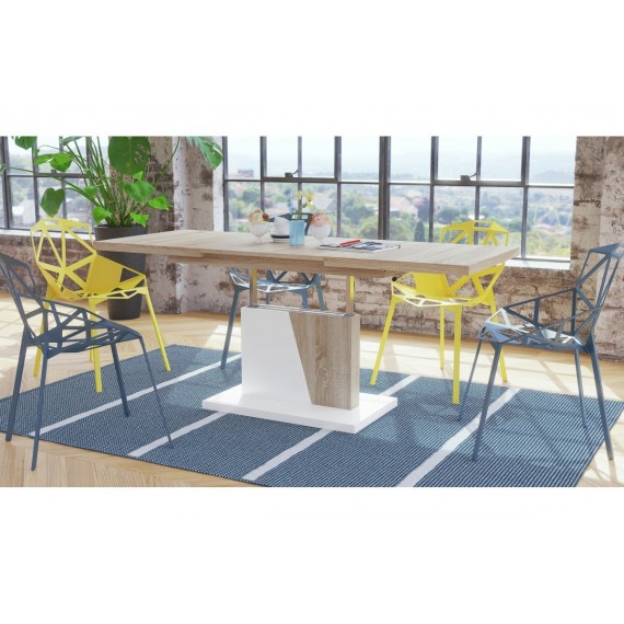 Sofabord Allan 120 - 150 -180 - Naturlook - Hvit matt
