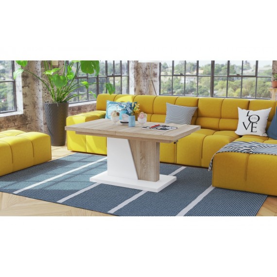 Sofabord Allan 120 - 150 -180 - Naturlook - Hvit matt