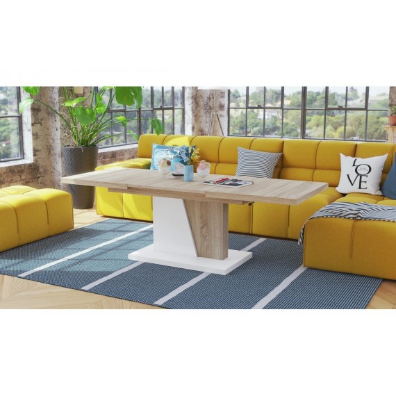 Sofabord Allan 120 - 150 -180 - Naturlook - Hvit matt