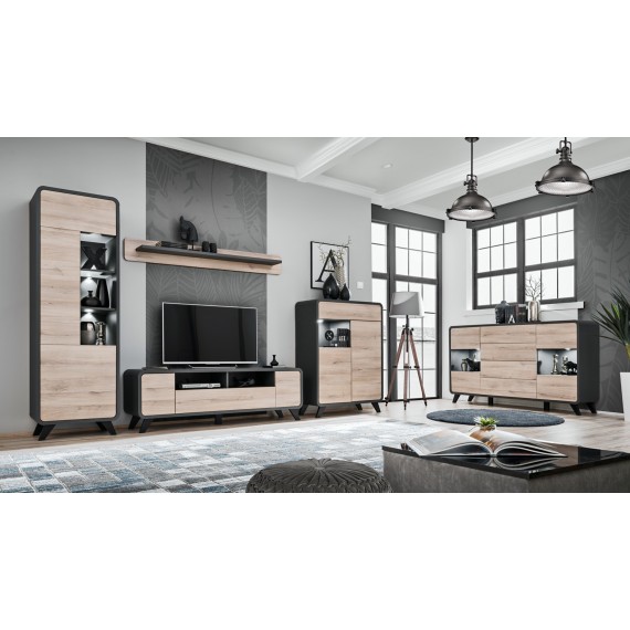 Vitrine Round 60x192 cm - Antrasitt - Naturlook