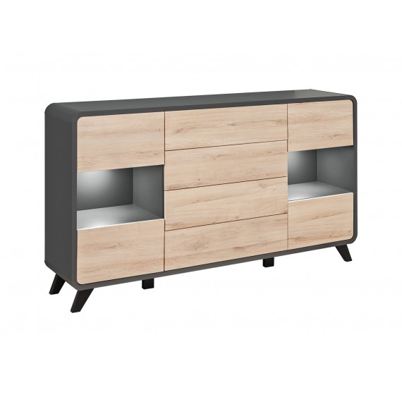 Seksjon Round 470x192 cm - Antrasitt - Naturlook