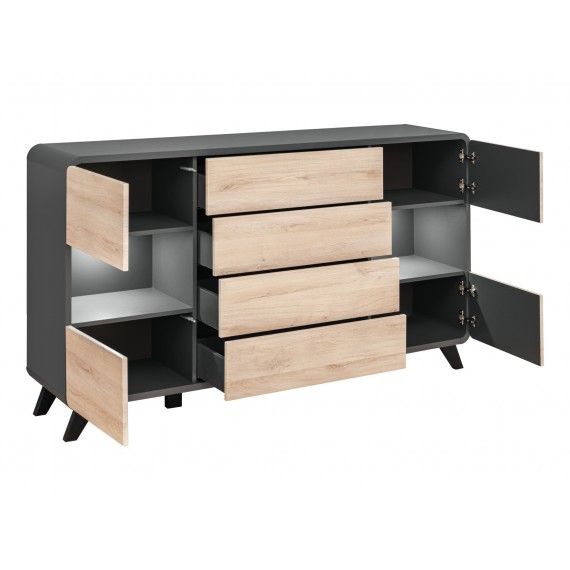 Seksjon Round 470x192 cm - Antrasitt - Naturlook