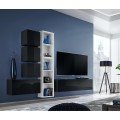 Tv-møbel Blox 280x175 cm - Vegghengt - Svart - Hvit