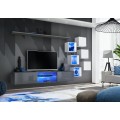 Tv-seksjon Switch 260 cm - Vegghengt - Grafitt - Hvit