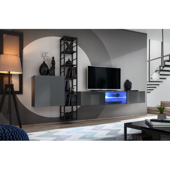 Tv-møbelsett Switch 270x176 cm - Vegghengt - Grafitt