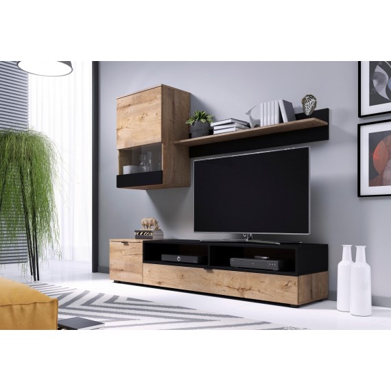 Tv-møbelsett Snap 180x175 cm - Trelook - Svart