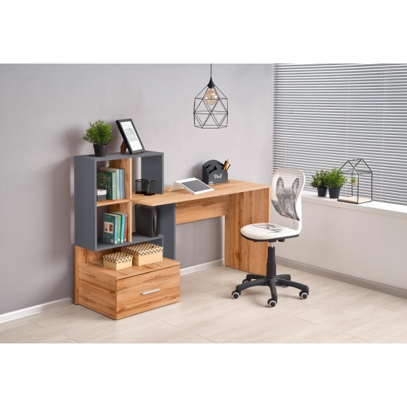 Skrivebord Grosso 149x105 cm - Eikelook - Antrasitt