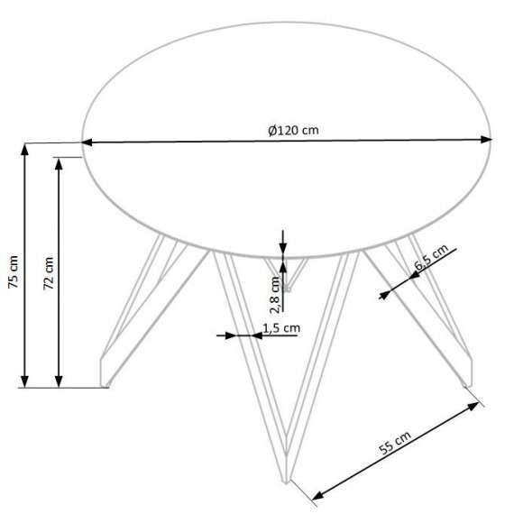 Spisebord Mozambik 120 cm - Trelook - Svart