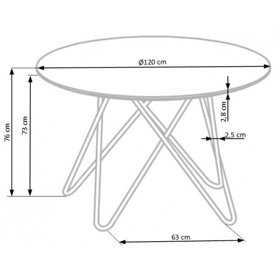 Spisebord Bonello 120 cm - Marmorlook