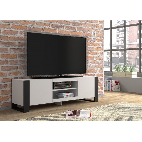 Tv-benk Mondeo 158 x 47 - Hvit matt - Svart matt