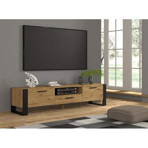 Tv-benk Nuko 200 x 48 - Eikelook - Svart