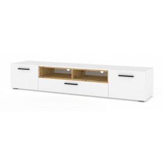 Tv-benk Anelle 198 x 40 - Hvit matt - Eikelook