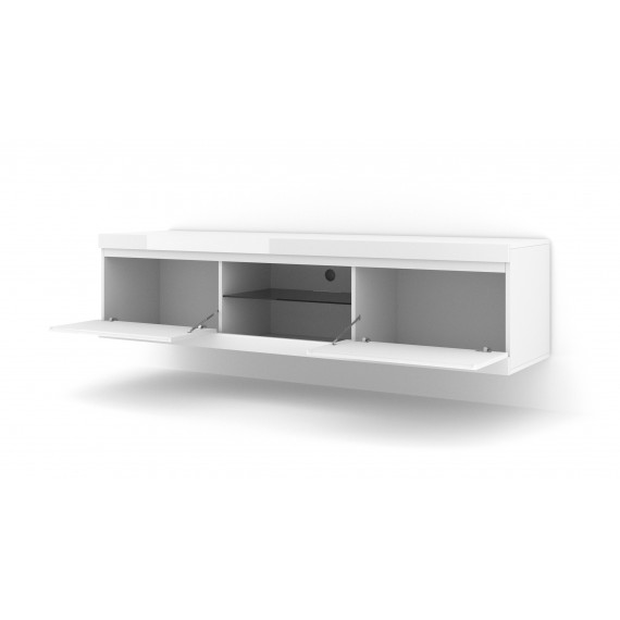 Tv-benk Neto 180 x 45 - Hvit høyglans - Vegghengt