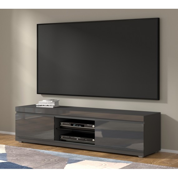 Tv-benk Neto 180 x 45 - Grafitt høyglans - Vegghengt