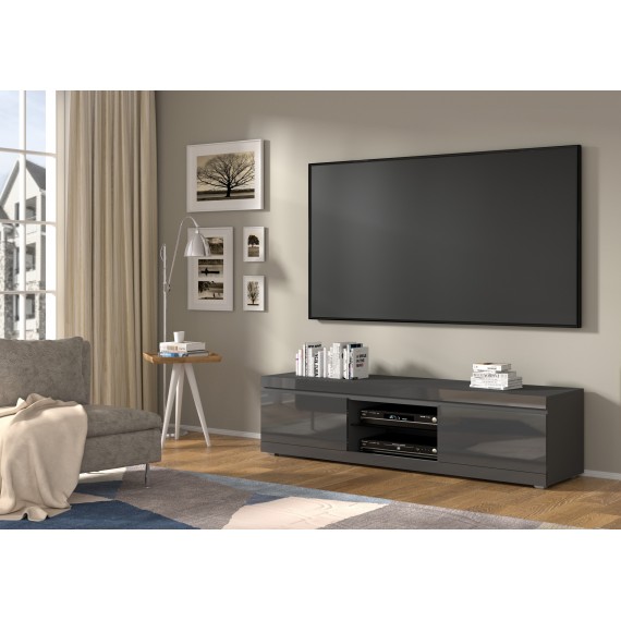 Tv-benk Neto 180 x 45 - Grafitt høyglans - Vegghengt