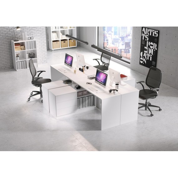 Skrivebord Teo 138 cm - Hvit matt