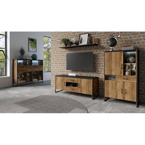 TV-benk Terabo 154x68 cm - Trelook - Grå