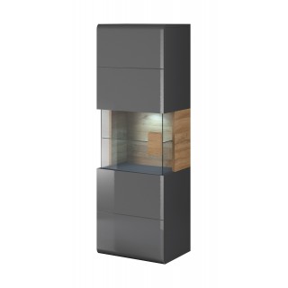 Vitrineskap Antrea 53x159 cm - Antrasitt høyglans - Vegghengt