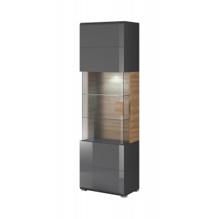 Vitrineskap Antrea 61x204 cm - Antrasitt høyglans