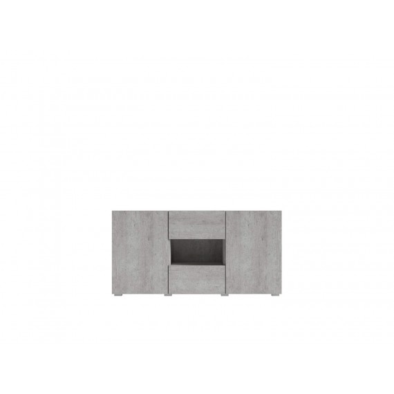 Skjenk Delos 137x69 cm - Betongfinish - 3 dører - 1 skuff