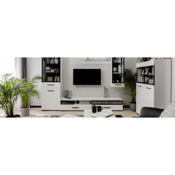 Tv-benk Asena 100x37 cm - Hvit høyglans