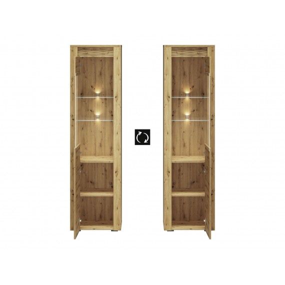 Vitrineskap Artisa 55x200 cm - Eikelook - 2 dører