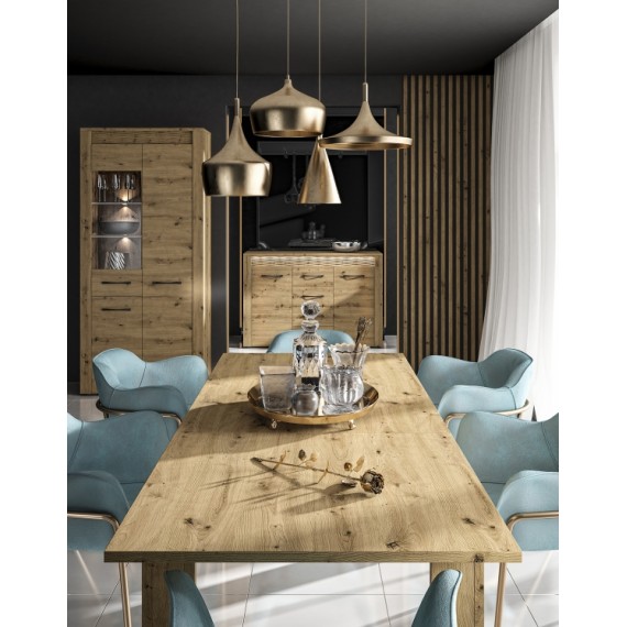 Vitrineskap Artisa 92x200 cm - Eikelook - 3 dører