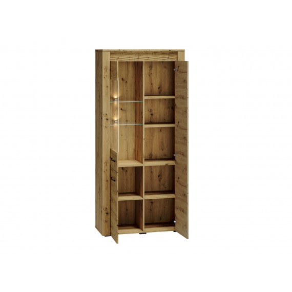 Vitrineskap Artisa 92x200 cm - Eikelook - 3 dører