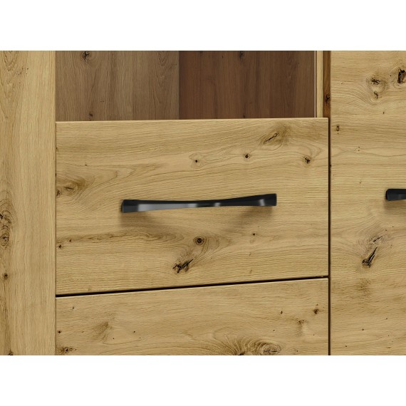 Vitrineskap Artisa 92x200 cm - Eikelook - 3 dører