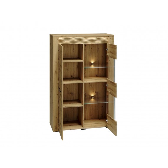 Vitrineskap Artisa 92x140 cm - Eikelook - 2 dører