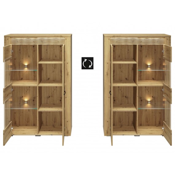 Vitrineskap Artisa 92x140 cm - Eikelook - 2 dører