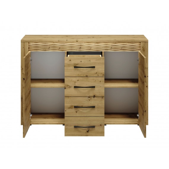 Skjenk Artisa 138x94 cm - Eikelook - 2 dører - 4 skuffer