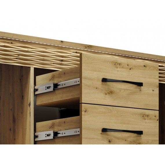 Skjenk Artisa 138x94 cm - Eikelook - 2 dører - 4 skuffer