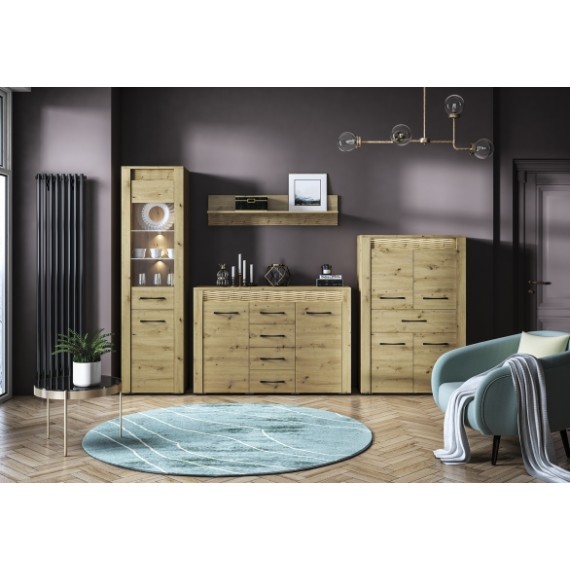 Skjenk Artisa 138x94 cm - Eikelook - 2 dører - 4 skuffer